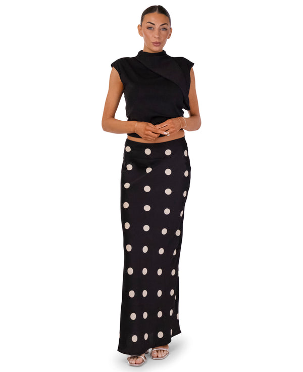 Paisley Polka Dot Maxi Skirt