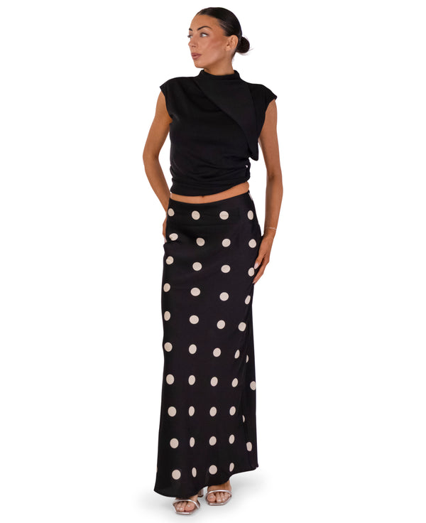 Paisley Polka Dot Maxi Skirt