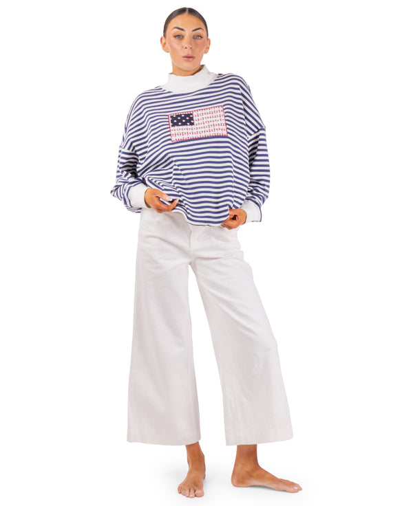 Faith Striped Mock Neck Sweatshirt
