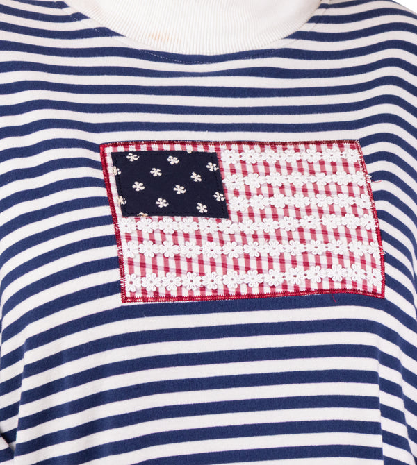Faith Striped Mock Neck Sweatshirt