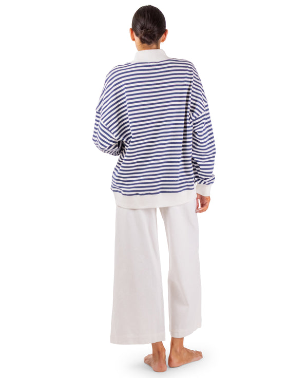 Faith Striped Mock Neck Sweatshirt
