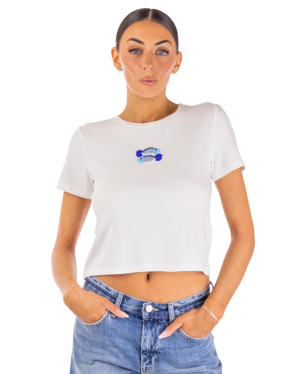 Alaya Fish Beaded T-Shirt