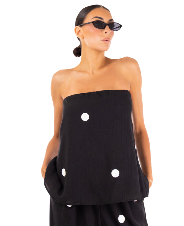 Jenny Polkadot Strapless Top
