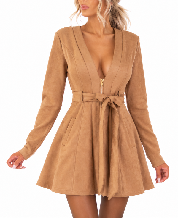 Kamiyah Faux Suede Coat Dress
