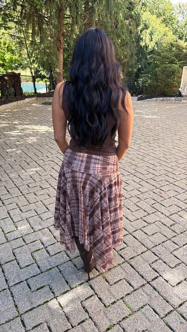 Macie Plaid Midi Skirt