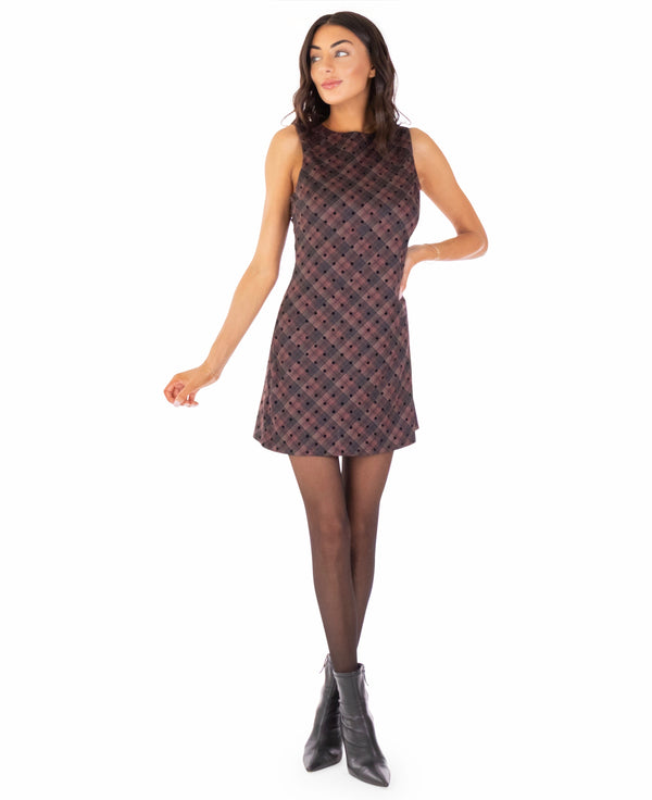 Alina Plaid Polka Dot Mini Dress