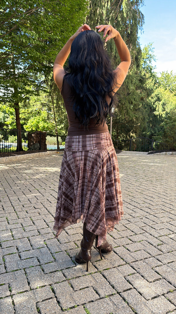 Macie Plaid Midi Skirt