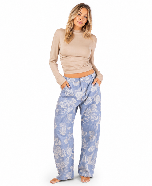 Hallie Floral Barrel Jeans